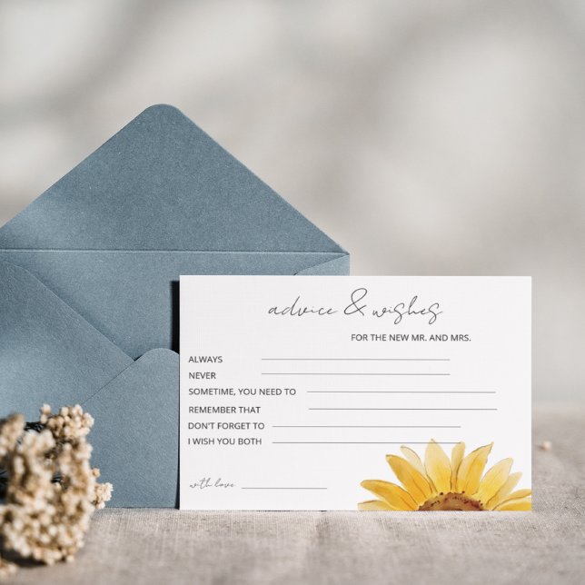 Sunflower advice and wishes bridal shower  stationery (Creator Uploaded)
