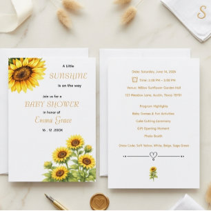 Sunflower Aesthetic Minimal Baby shower Invitation