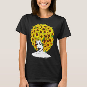 Sunflower Afro Women Black Queen African American  T-Shirt