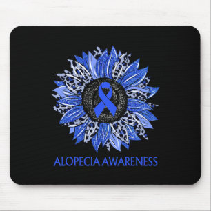 Sunflower Alopecia Awareness Blue Ribbon Support Mouse Mat