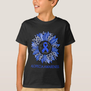 Sunflower Alopecia Awareness Blue Ribbon Support T-Shirt