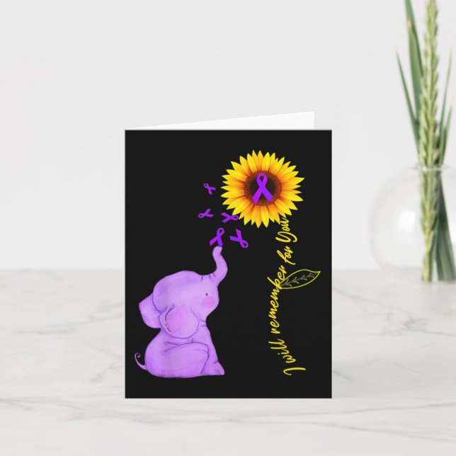 Sunflower Alzheimer Awareness  I Will Remember For Card (Front)