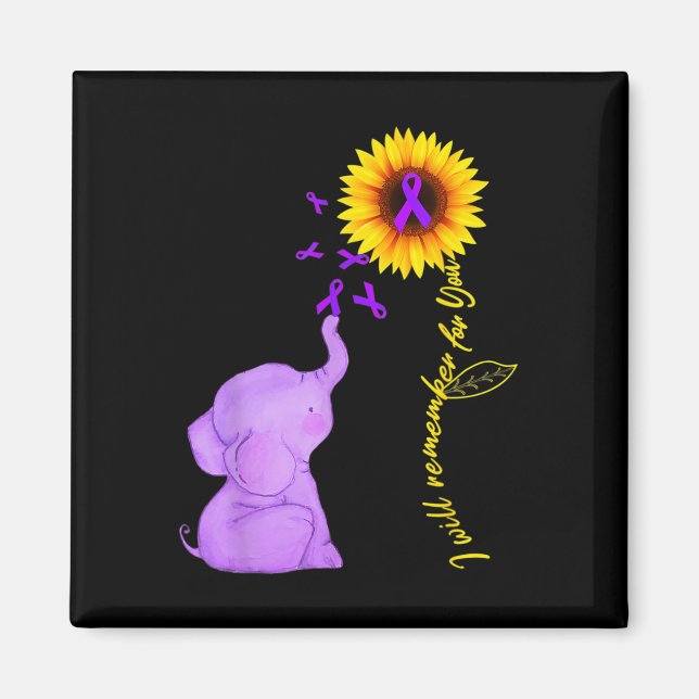 Sunflower Alzheimer Awareness  I Will Remember For Magnet (Front)
