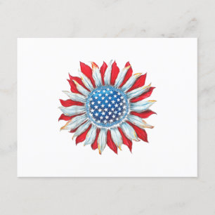 Sunflower American Flag 4th of July Women Men Meri Enclosure Card