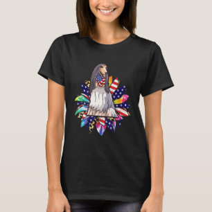 Sunflower American Flag Afghan Hound Dog Owners T-Shirt