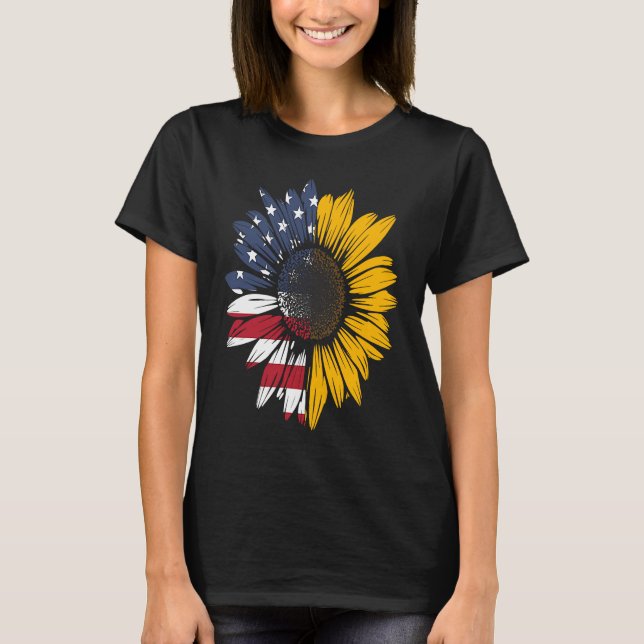 Sunflower American Flag Flower Petals Patriotic 4t T-Shirt (Front)