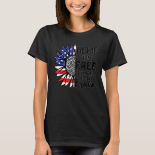 Sunflower American Flag For Men Women Kids Home Of T-Shirt