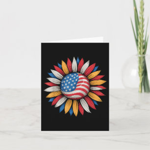 Sunflower American Flag Merica Happy 4th Of July P Card