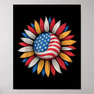 Sunflower American Flag Merica Happy 4th Of July P Poster