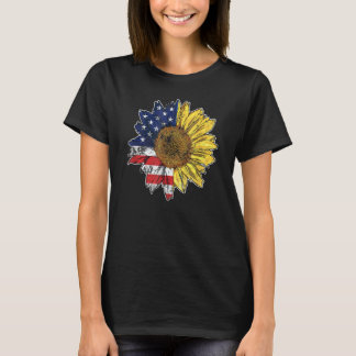Sunflower American Flag Patriotic 4th Of July 1 T-Shirt