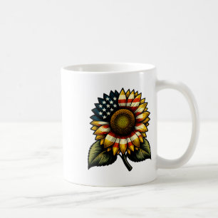 Sunflower American Flag Patriotic Cute Womens 4th Coffee Mug