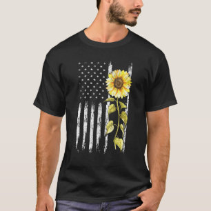 Sunflower American USA Flag 4th July Patriotic Flo T-Shirt