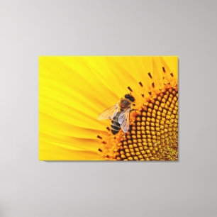 Sunflower and Bee Canvas Print