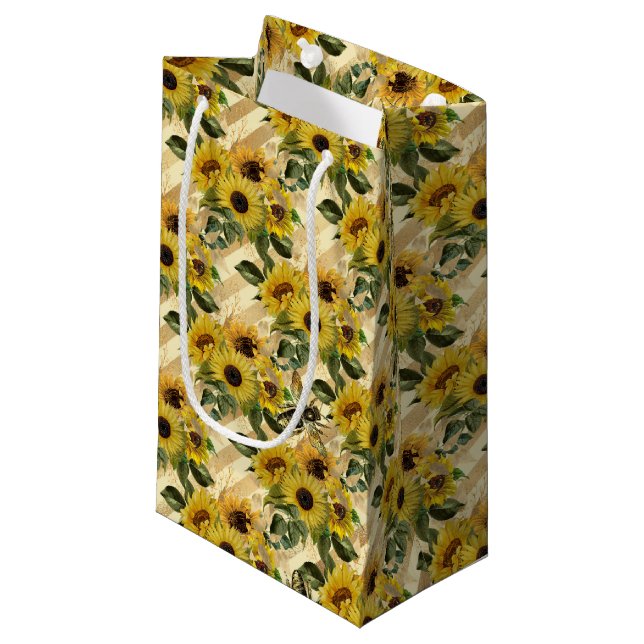 Sunflower and Bee Series Design Seven Small Gift B Small Gift Bag (Front Angled)