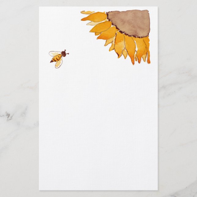 Sunflower and Bee Stationery (Front)