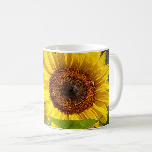 Sunflower and bees mug (Front Right)