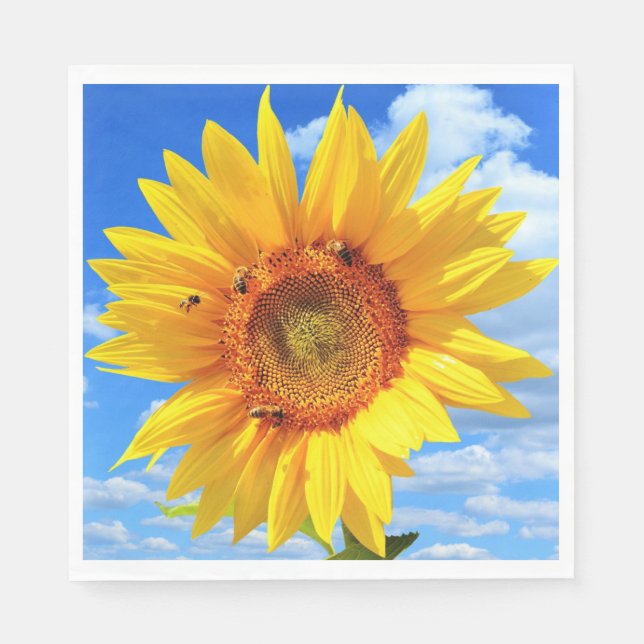 Sunflower and Bees Napkins (Front)