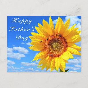 Sunflower and Bees on Blue Sky Father's Day Card