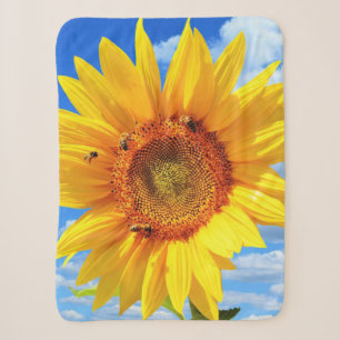 Sunflower and Bees Sherpa Blanket