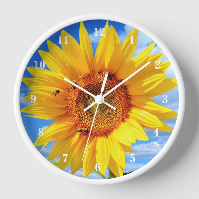 Sunflower and Bees Wall Clock (Front)