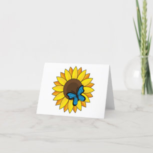 Sunflower and Blue Butterfly Add Text Thank You Card