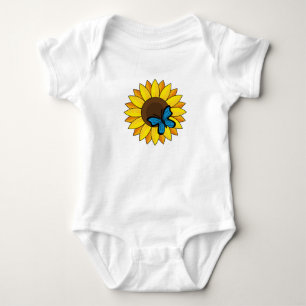 Sunflower and Blue Butterfly Baby Bodysuit