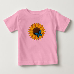 Sunflower and Blue Butterfly Baby T-Shirt
