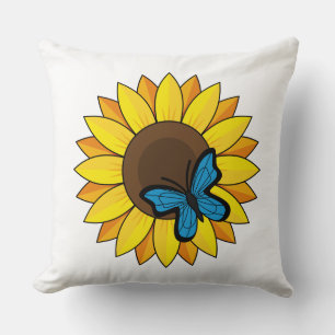 Sunflower and Blue Butterfly Cushion