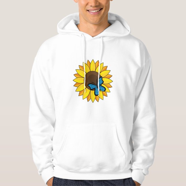 Sunflower and Blue Butterfly Hoodie (Front)