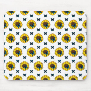 Sunflower and Blue Butterfly Mouse Mat