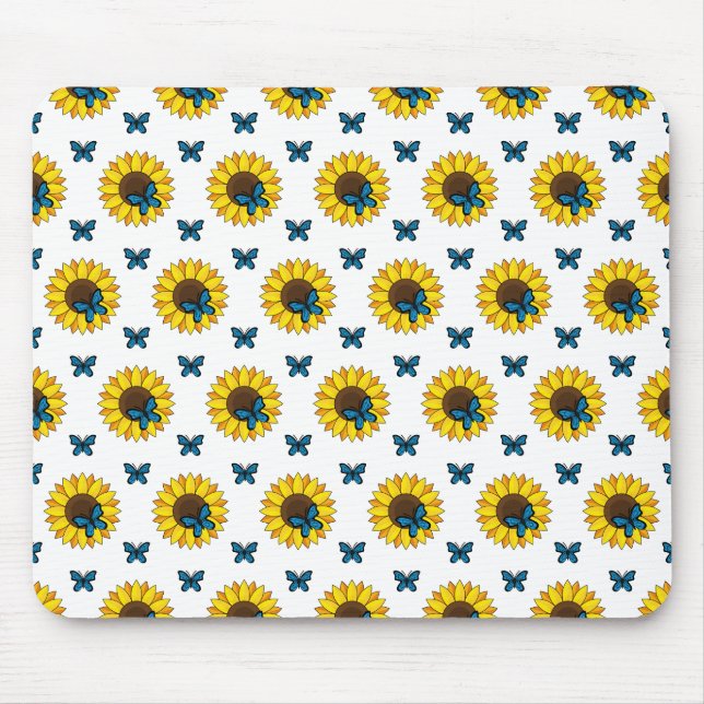 Sunflower and Blue Butterfly Mouse Mat (Front)