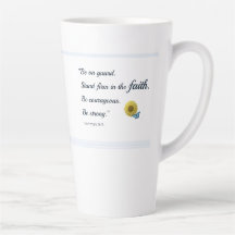 Sunflower and Blue Butterfly Scripture Latte Mug
