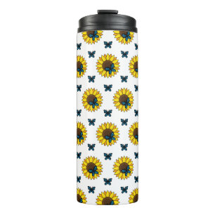 Sunflower and Blue Butterfly Thermal Tumbler