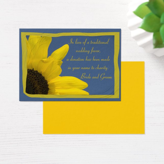 Sunflower and Blue Sky Wedding Charity Favour Card (Desk)