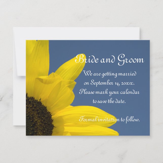 Sunflower and Blue Sky Wedding Save the Date (Front)