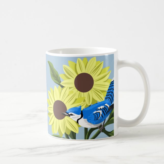 Sunflower and BlueJay Mug (Right)