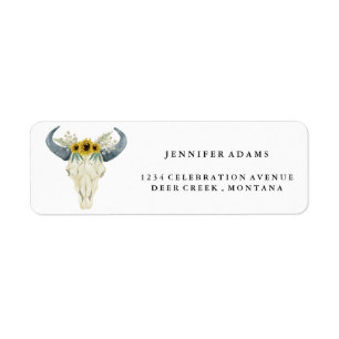 Sunflower and Bull Skull Return Address Labels