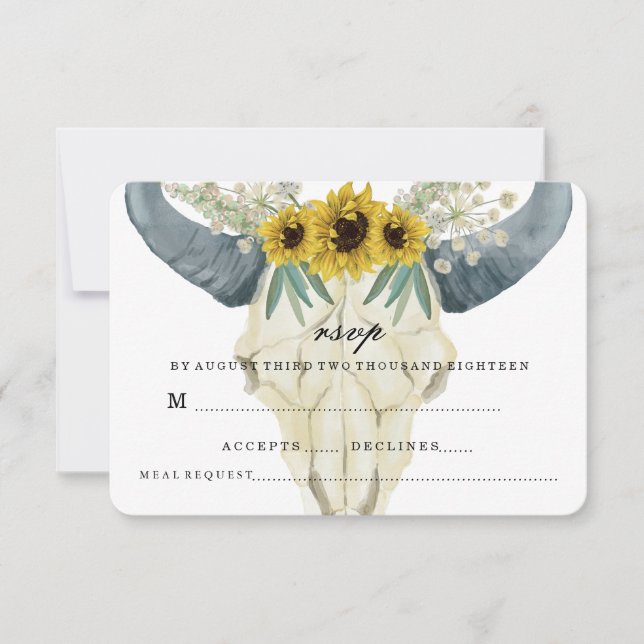 SUNFLOWER AND BULL WEDDING RSVP (Front)