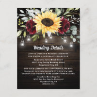 Sunflower and Burgundy Red Rose Rustic Wedding