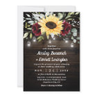 Sunflower and Burgundy Red Rose Rustic Wedding