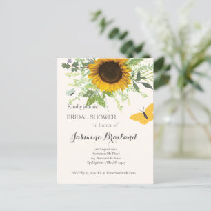 Sunflower and butterflies Bridal Shower Invitation Postcard