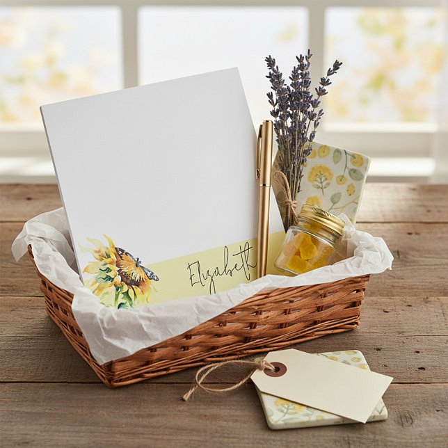 Sunflower and butterfly personalised notepad (Creator Uploaded)