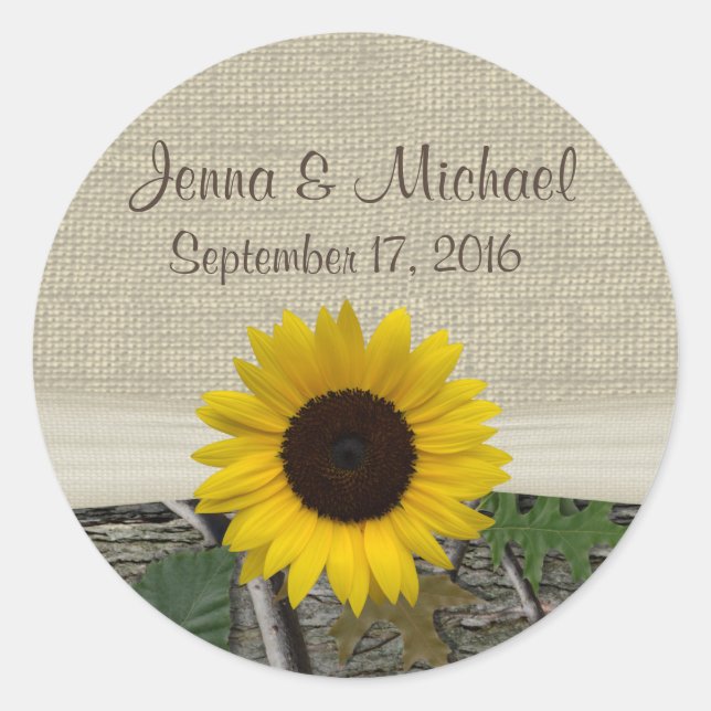 Sunflower and Camouflage Classic Round Sticker (Front)