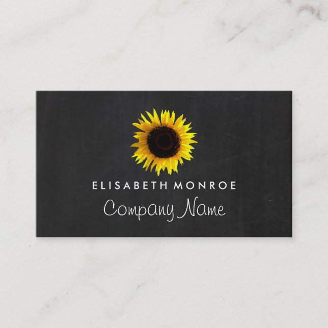 Sunflower and Chalkboard, Floristry Business Card (Front)