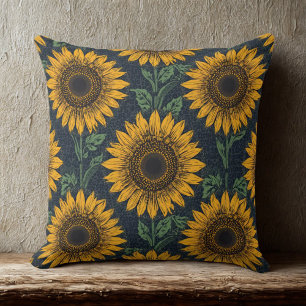 Sunflower and Cheetah Print Pattern Cushion