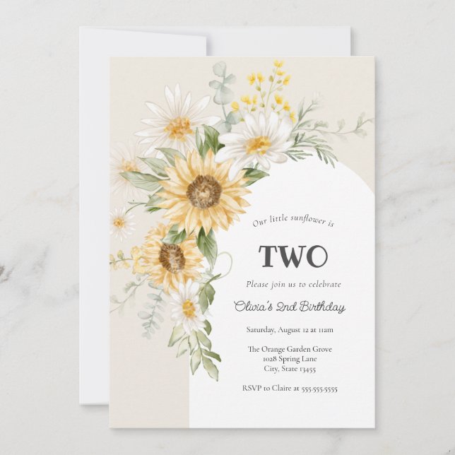 Sunflower and Daisy Birthday  Invitation (Front)