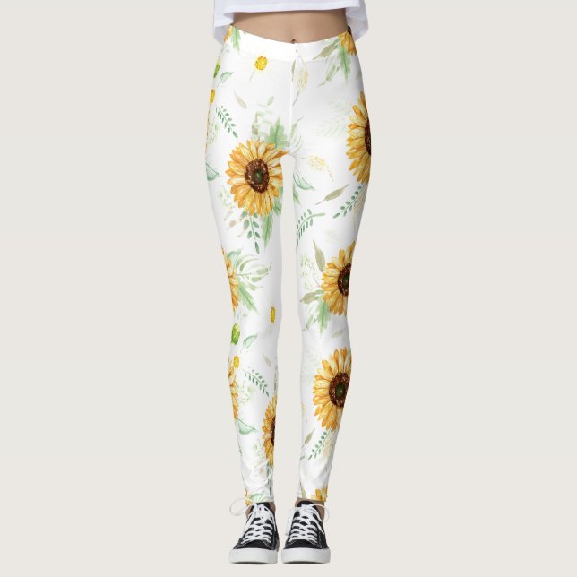 Sunflower and Daisy bouquets Leggings (Front)