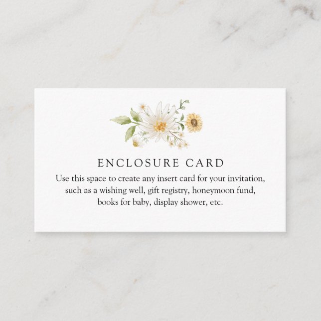 Sunflower and Daisy Custom Enclosure Card (Front)