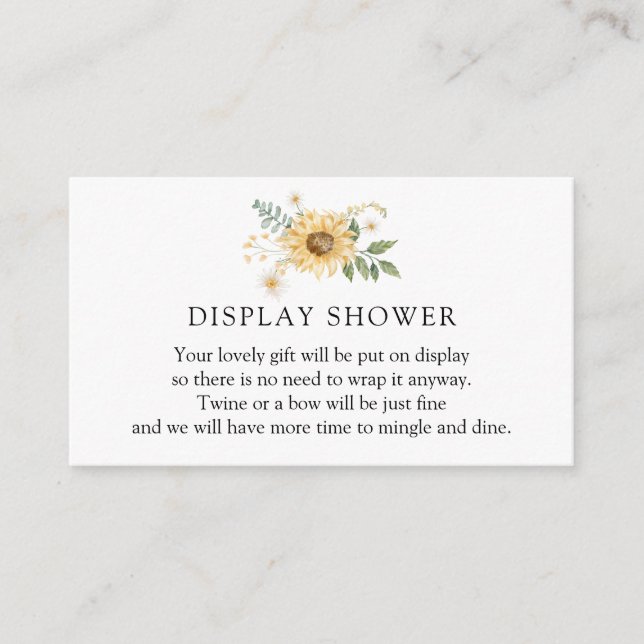 Sunflower and Daisy Display Shower Enclosure Card (Front)