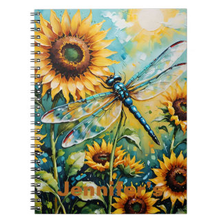 Sunflower and Dragon Fly, Sunflower, Dragonfly, Notebook